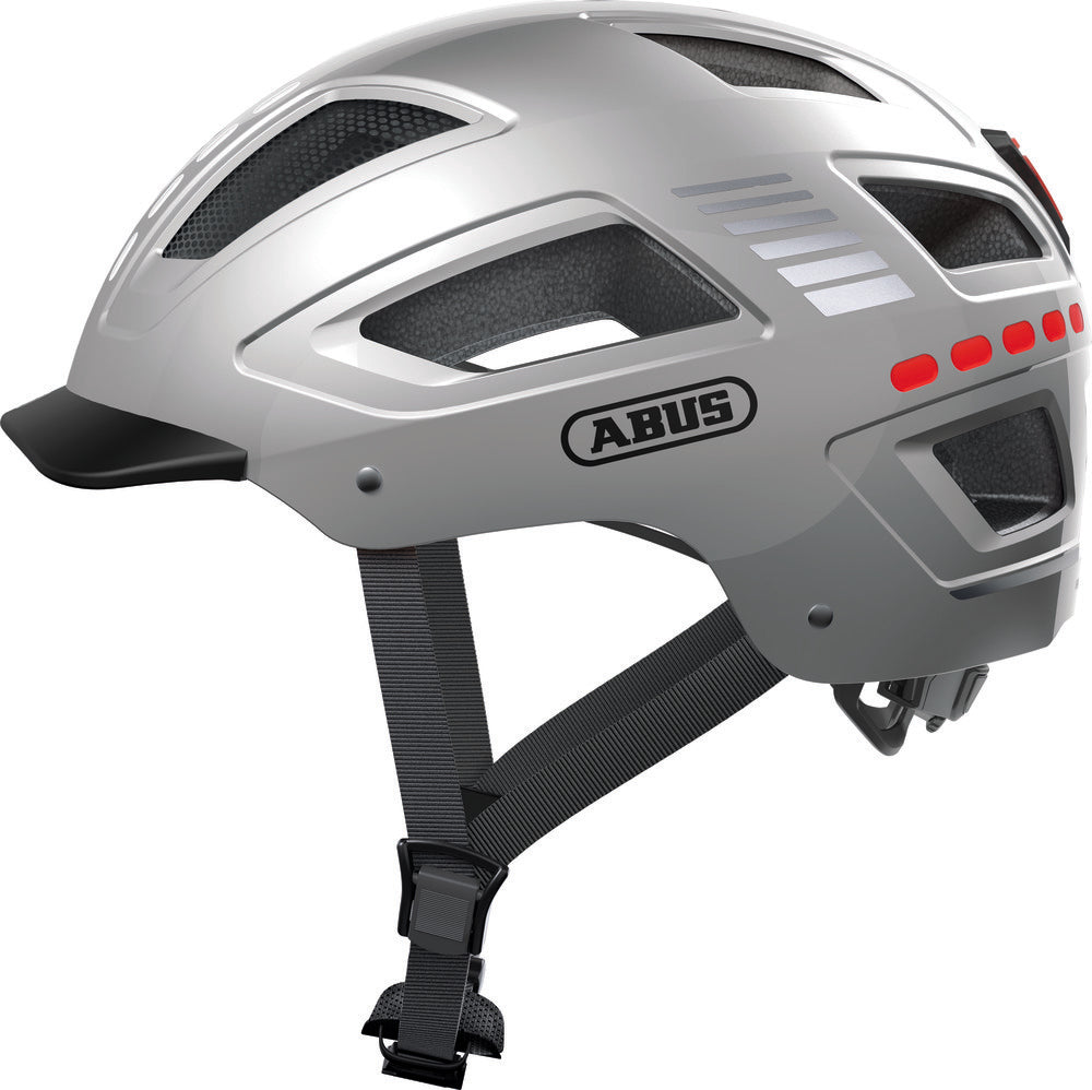 ABUS kerékpáros városi sisak Hyban 2.0 LED, ABS, signal silver, XL (58-63 cm)