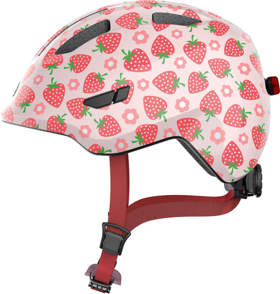 ABUS kerékpáros gyerek sisak Smiley 3.0 LED, In-Mold, rose strawberry, S (45-50 cm)