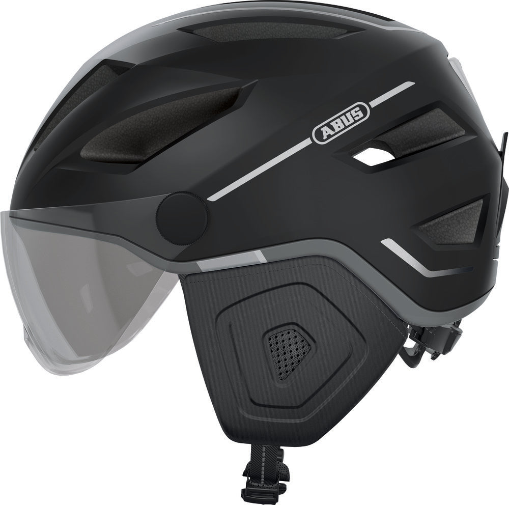 ABUS kerékpáros városi sisak Pedelec 2.0 ACE, In-Mold, beépített átlátszó szemüveggel, velvet black, L (56-62 cm)