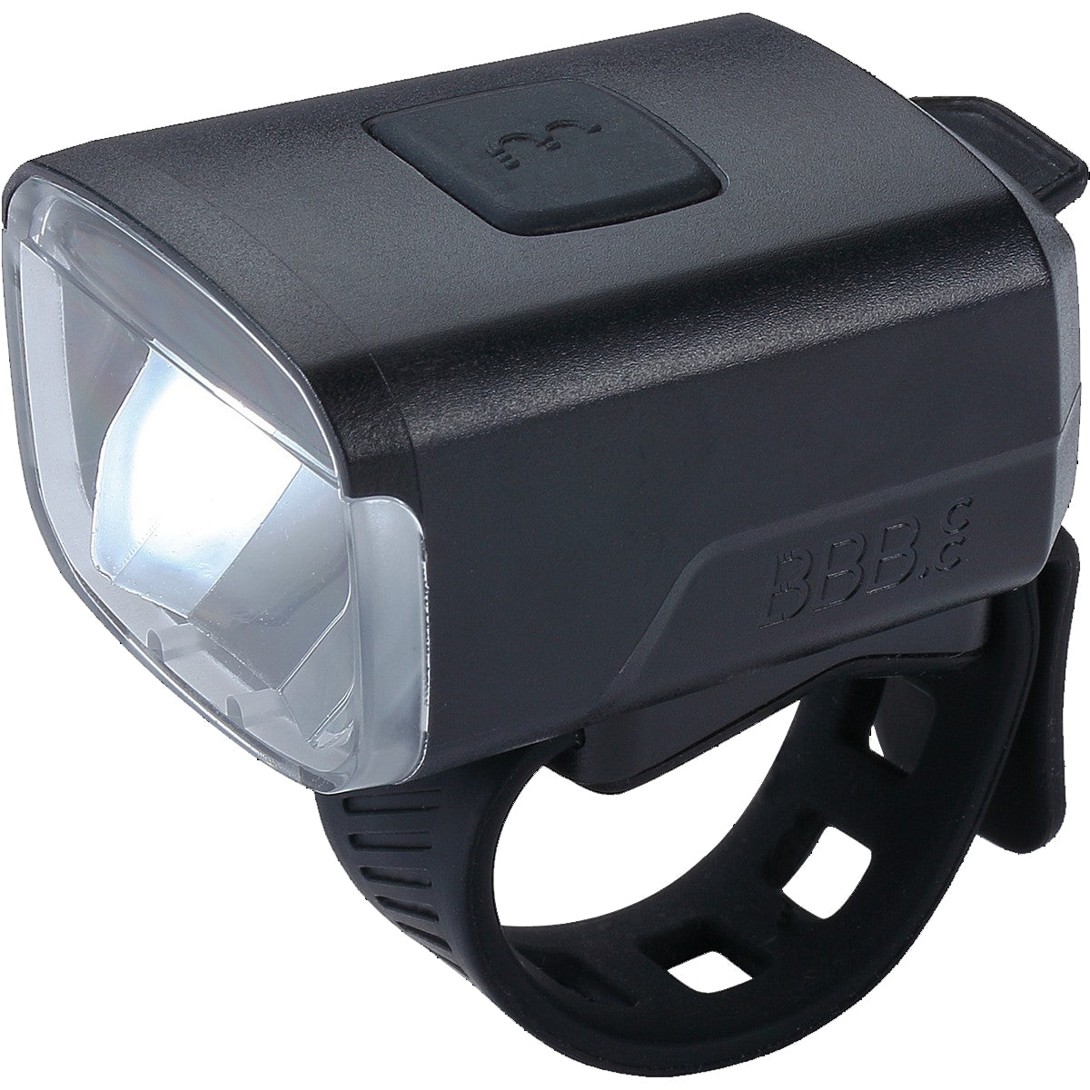 BBB Cycling kerékpáros első lámpa BLS-143 Stud 33, 130 lumen, 4 mód, micro USB tölthető 1000 mAh akku, gumis felfogatással