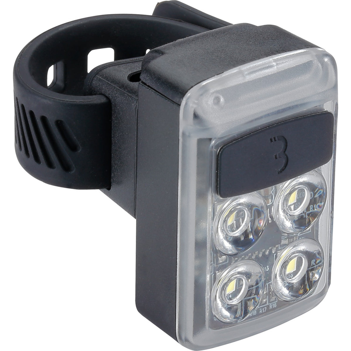 BBB Cycling kerékpáros első lámpa BLS-235 Slide, 50 lumen, 5 mód, micro USB tölthető 500mAh akku, gumis felfogatással