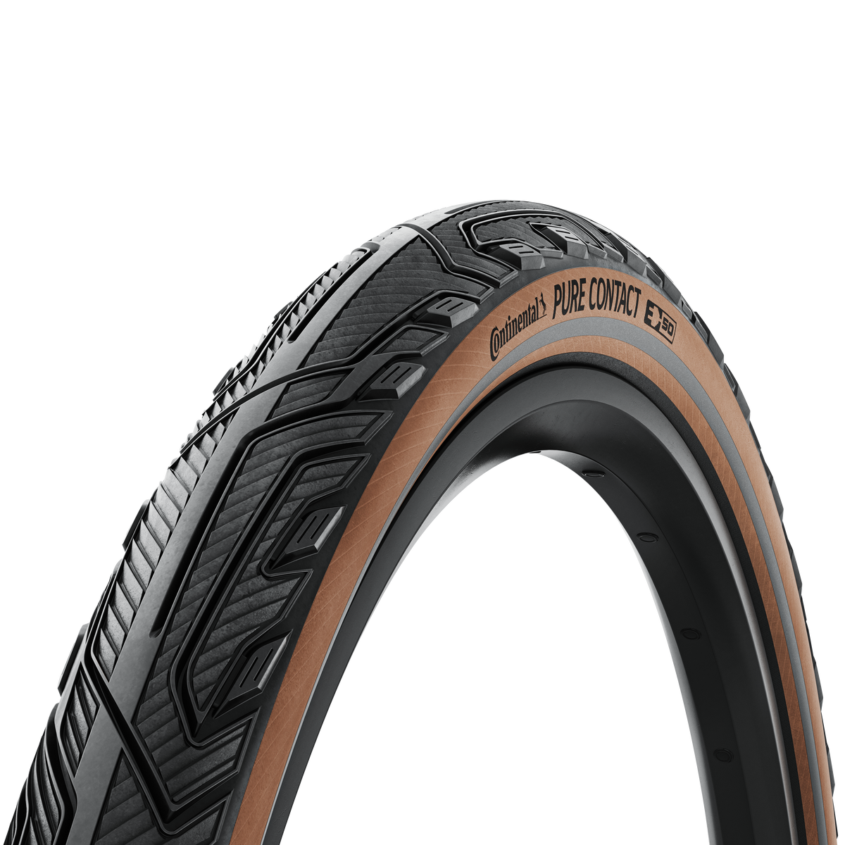 Continental kerékpáros külső gumi 60-584 Pure CONTACT 27,5x2,4 fekete/kávébarna, Skin grafit reflektoros, hajtogathatós - 1 éves defektgaranciával