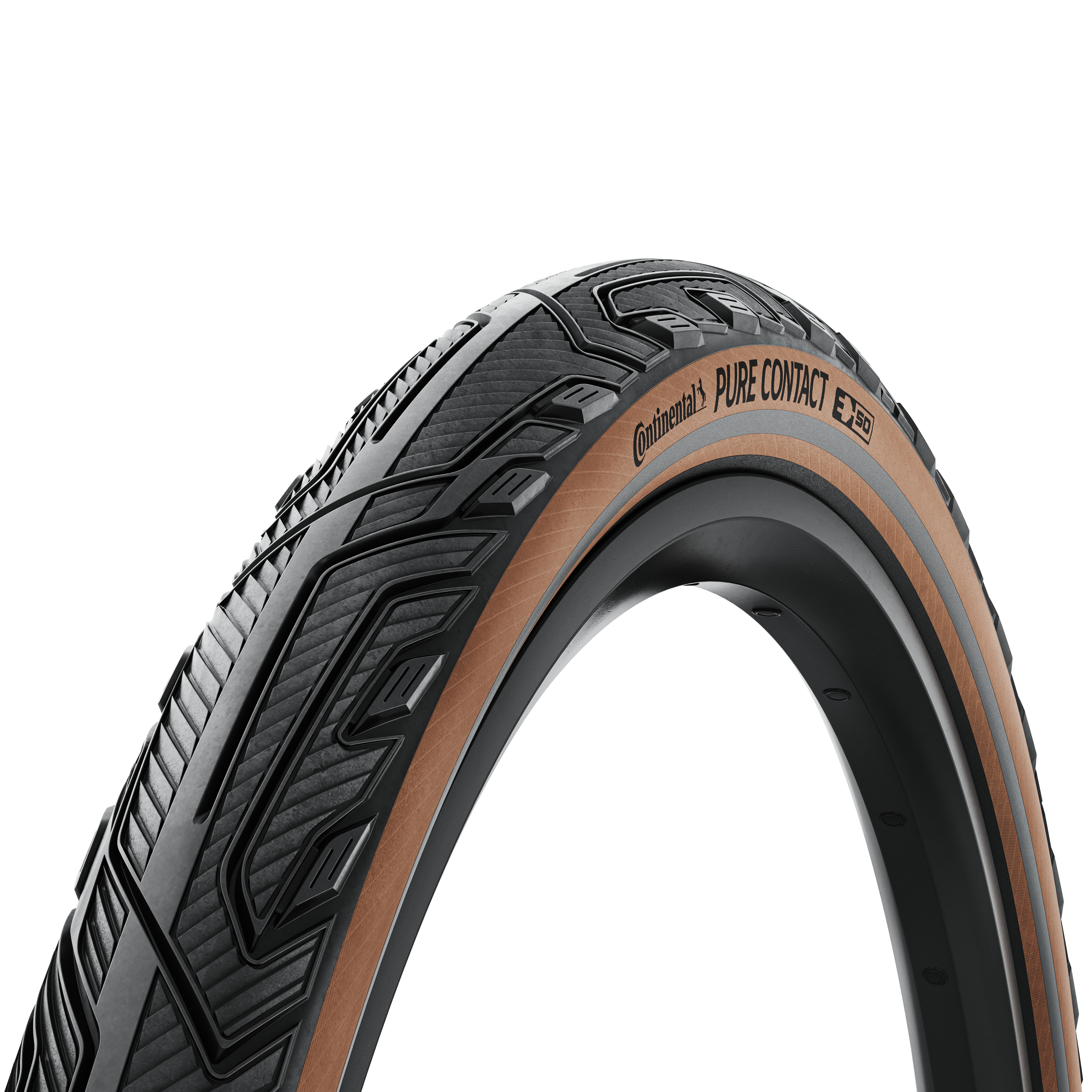 Continental kerékpáros külső gumi 60-584 Pure CONTACT 27,5x2,4 fekete/kávébarna, Skin grafit reflektoros, hajtogathatós - 1 éves defektgaranciával
