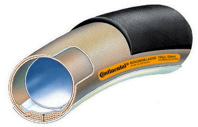 Continental tömlős kerékpáros külső gumi 28x23mm Sonderklasse II fekete/fekete, Skin